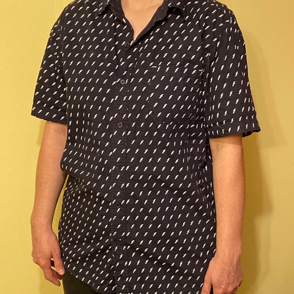 Navy lightening bolt button up - Picture 2 of 4